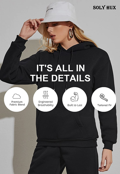 SOLY HUX Women'S Casual Long Sleeve Drawstring Hoodie Pocket Front Sweatshirt Apparel & Accessories > Clothing > Activewear Kylie Max   