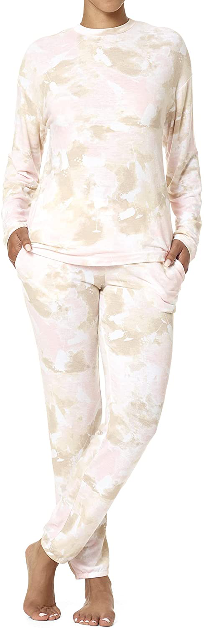 HUE Women's Long Sleeve Tee and Jogger Pant 2 Piece Pajama Set Apparel & Accessories > Clothing > Sleepwear & Loungewear > Pajamas HUE Lotus - Cloud Tiedye Cocktails 1X 