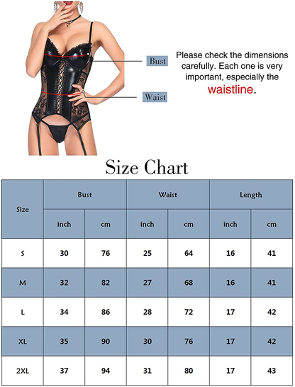 TOPMELON Sexy Corset Leather Lingerie for Women Gothic Black Bustiers & Corsets Gater Belt Apparel & Accessories > Clothing > Underwear & Socks > Lingerie TOPMELON   
