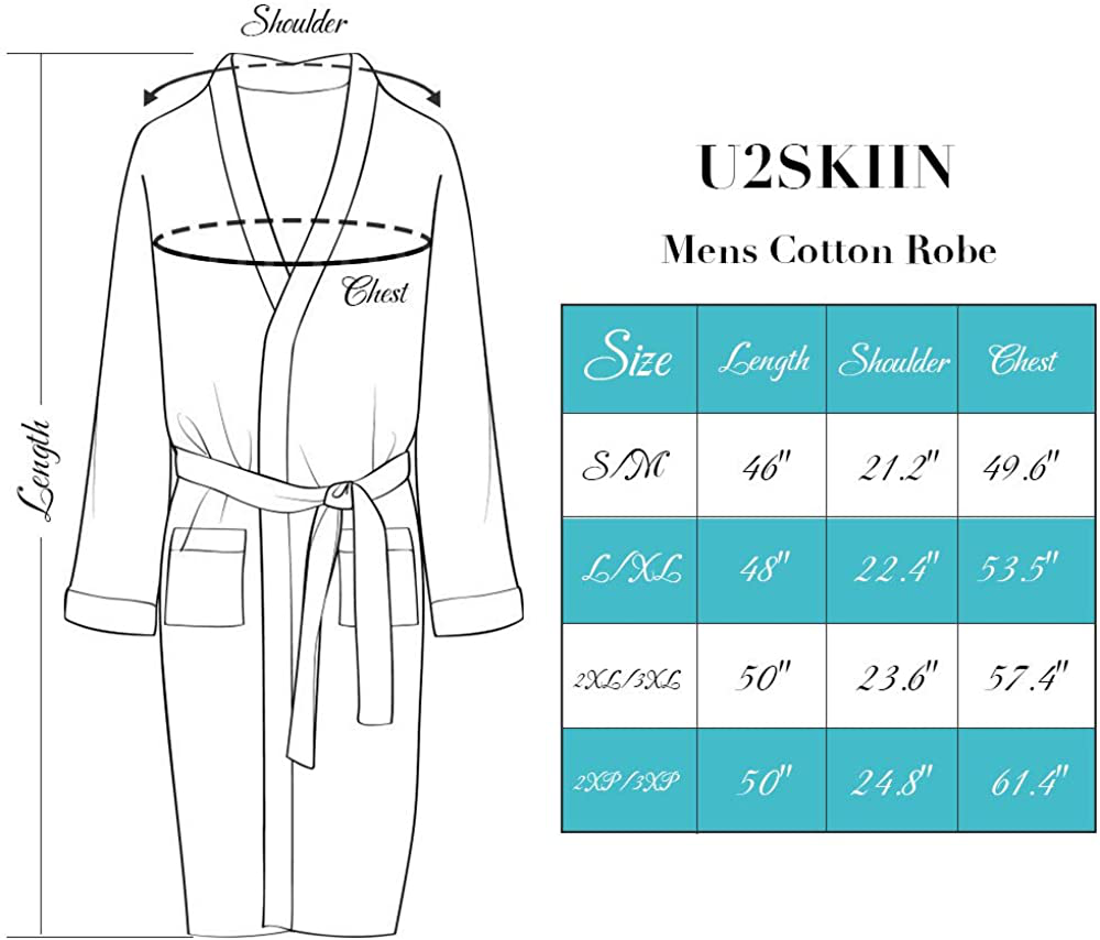 U2SKIIN Mens Cotton Robe Lightweight Knit Bathrobe Apparel & Accessories > Clothing > Sleepwear & Loungewear > Robes Kylie Max   