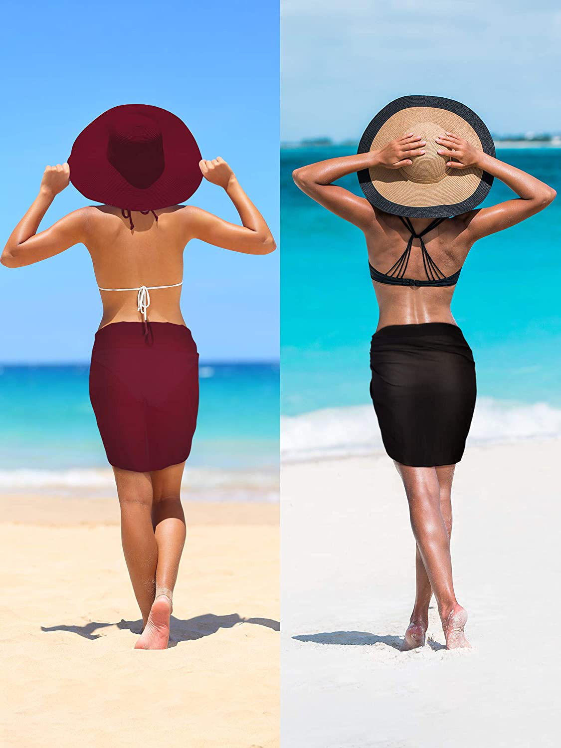 Chuangdi 2 Pieces Women Beach Wrap Sarong Cover up Chiffon Swimsuit Wrap Skirts Apparel & Accessories > Clothing > Swimwear Kylie Max   
