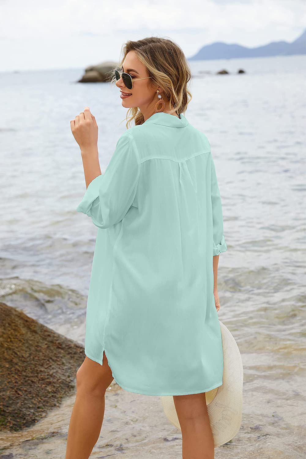 Ekouaer Women'S Beach Bikini Cover-Up Long Roll-Up Sleeve Summer Covers Apparel & Accessories > Clothing > Swimwear Kylie Max   
