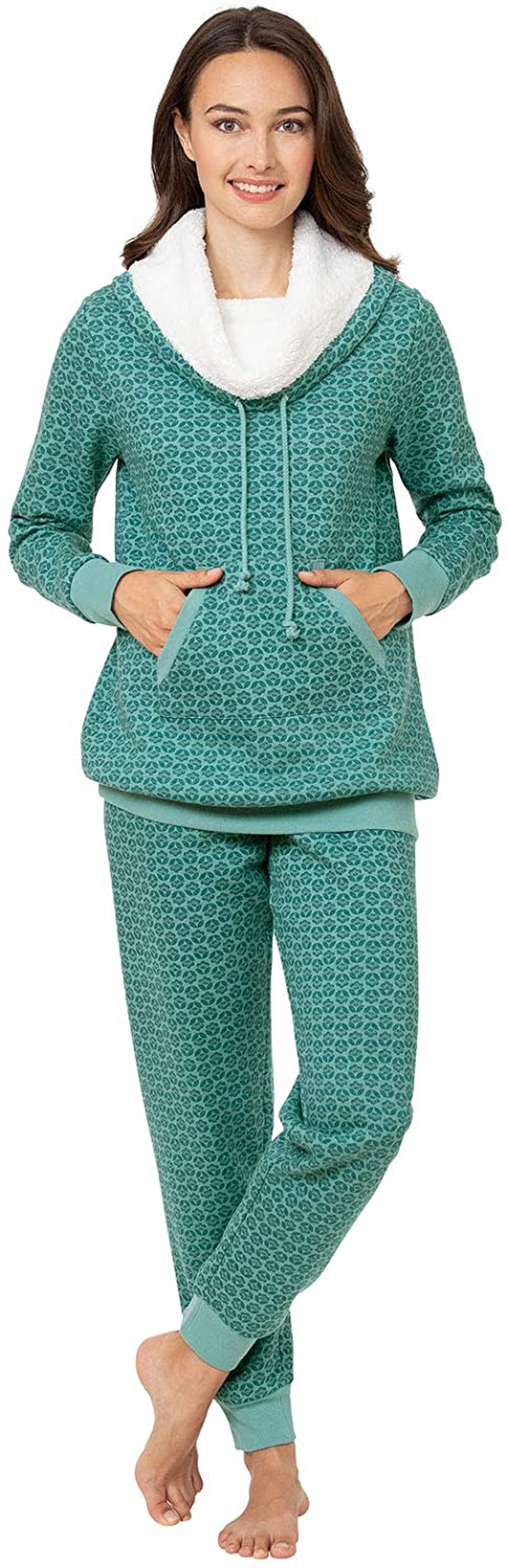PajamaGram Soft Fleece Pajamas Women - Womens Pajama Sets Apparel & Accessories > Clothing > Sleepwear & Loungewear > Pajamas PajamaGram Petal Teal Medium 