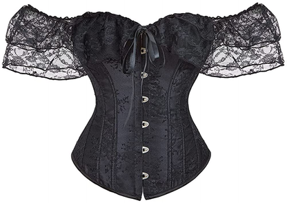 Corset Tops for Women Corset - Overbust Lingerie - Lace up Back Bustier Top - Fashion Corsets with Sleeve Apparel & Accessories > Clothing > Underwear & Socks > Lingerie SZIVYSHI Black 1904 Large 