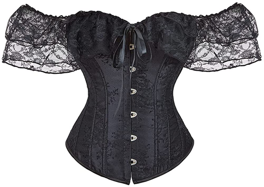 Corset Tops for Women Corset - Overbust Lingerie - Lace up Back Bustier Top - Fashion Corsets with Sleeve Apparel & Accessories > Clothing > Underwear & Socks > Lingerie SZIVYSHI Black 1904 Large 
