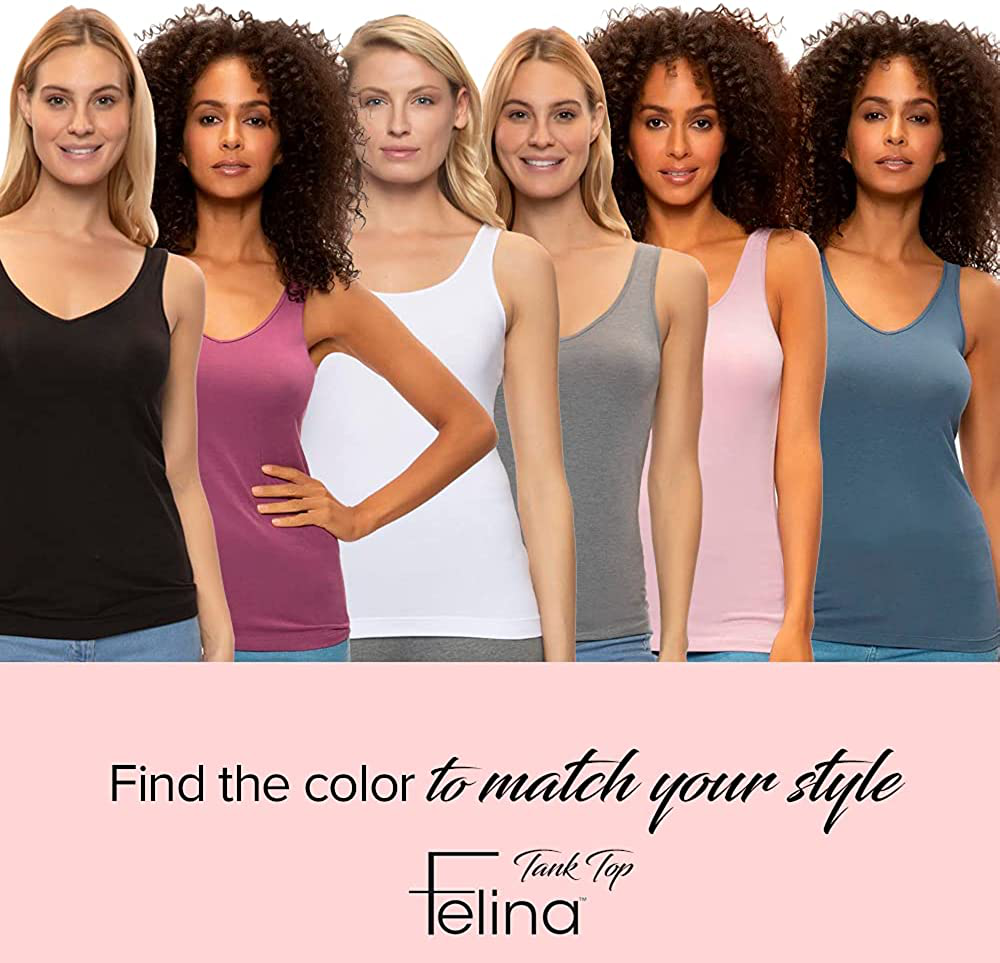 Felina Reversible Cotton Women’S Tank Top | 4-Pack Apparel & Accessories > Clothing > Activewear Kylie Max   