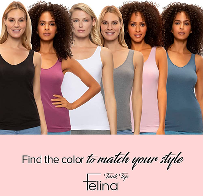 Felina Reversible Cotton Women’S Tank Top | 4-Pack Apparel & Accessories > Clothing > Activewear Kylie Max   