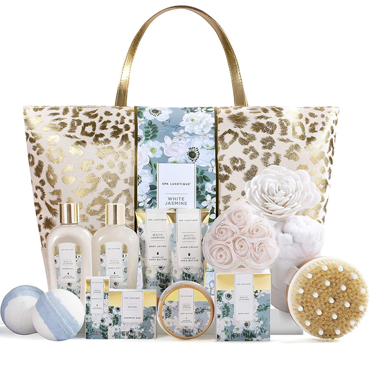 Spa Gift Baskets, Spa Luxetique Spa Gifts for Women, Luxury 15pcs Spa Gift Set Includes Bath Bombs, Essential Oil, Hand Cream, Bath Salt and Handmade Tote Bag, Christmas Gifts for Women Arts & Entertainment > Party & Celebration > Gift Giving spa luxetique   