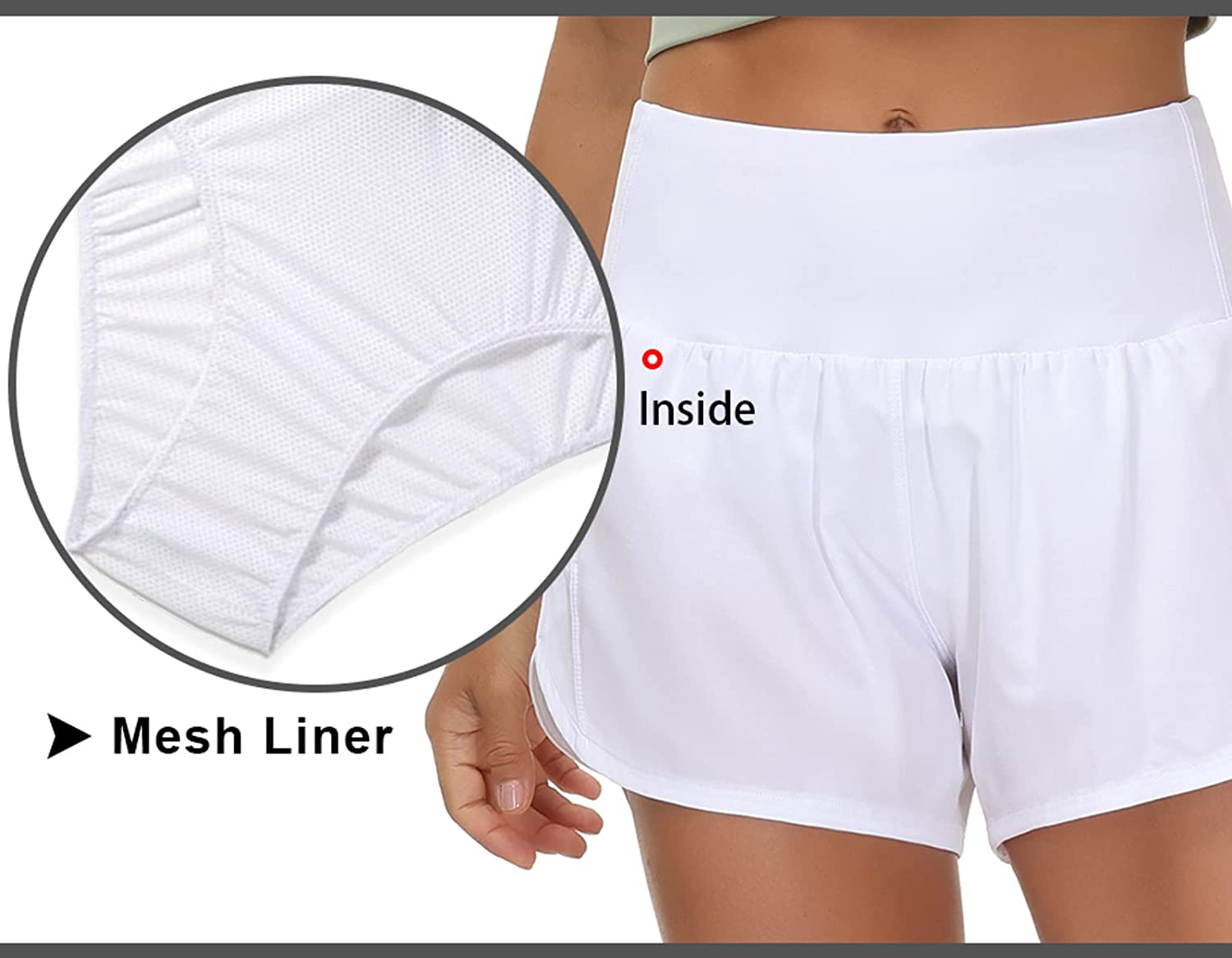 THE GYM PEOPLE Womens High Waisted Running Shorts Quick Dry Athletic Workout Shorts with Mesh Liner Zipper Pockets Apparel & Accessories > Clothing > Shorts Kylie Max   