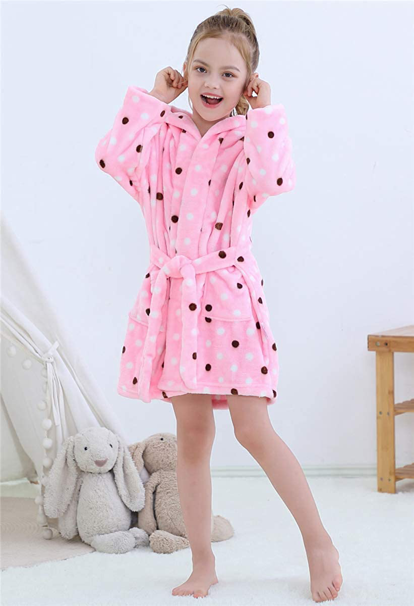 Umeyda Girls Robe,Cute & Fleece Hooded Robe with Belt for Girls, 12 Months - 18 Years Apparel & Accessories > Clothing > Sleepwear & Loungewear > Robes Kylie Max   
