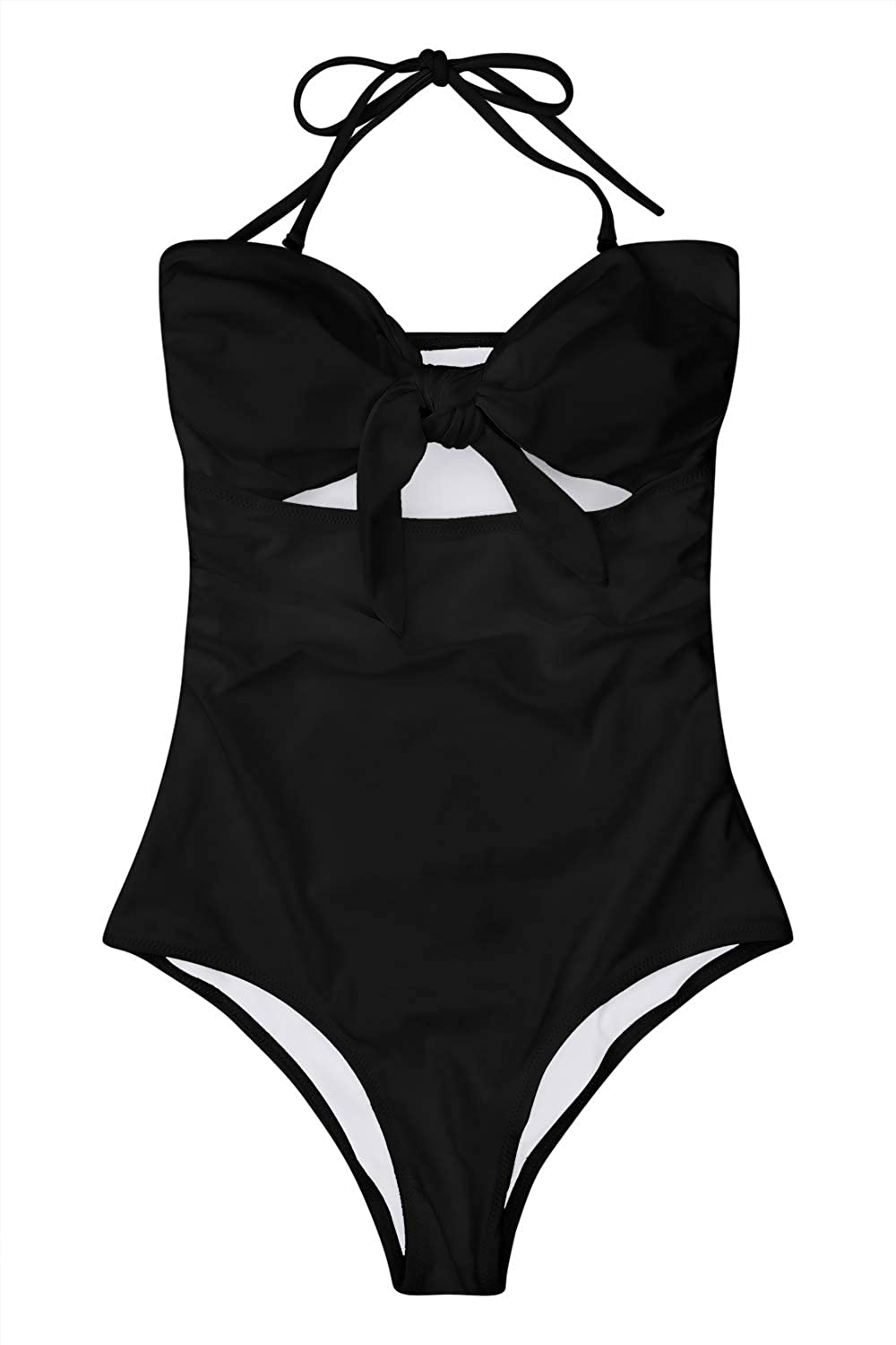 QINSEN Womens Sexy Strapless Tie Knot Front High Waist One Piece Swimsuit Apparel & Accessories > Clothing > Swimwear Kylie Max   