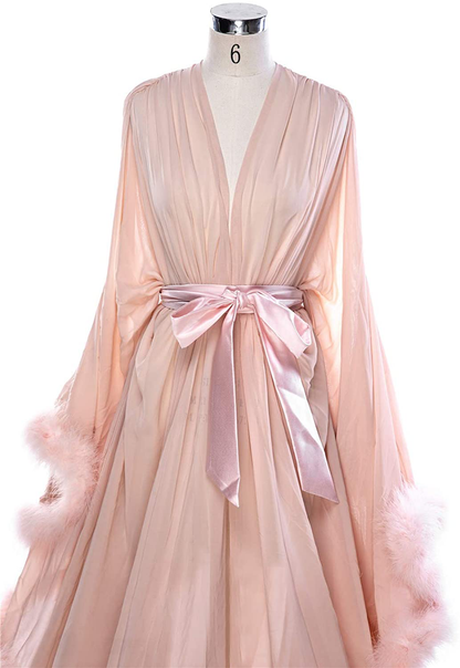 Molisa Women'S Sexy Feather Bridal Robe Long Wedding Scarf Illusion Bathrobe Sleepwear Lingerie Robe Nightgown Apparel & Accessories > Clothing > Sleepwear & Loungewear > Robes Molisa   