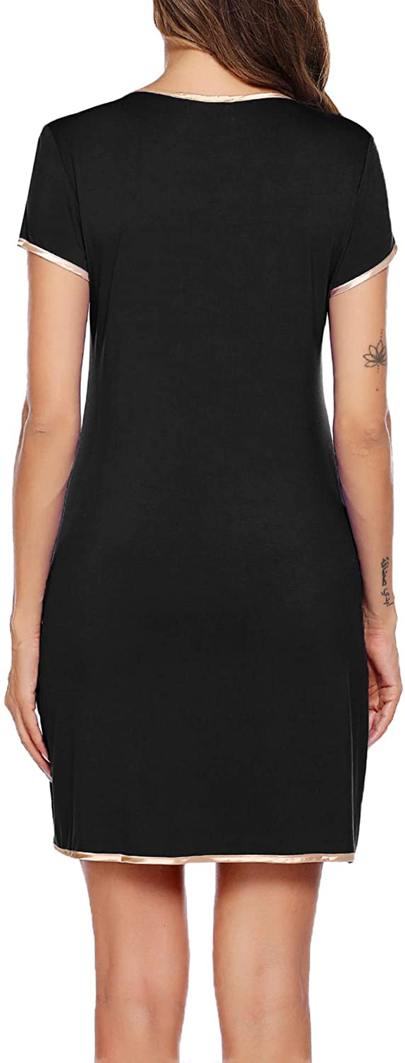 Ekouaer Womens Nightgown Sleep Shirt Dress Satin Patchwork Short Sleeve Sleepwear with Pocket Apparel & Accessories > Clothing > Sleepwear & Loungewear > Nightgowns Kylie Max   