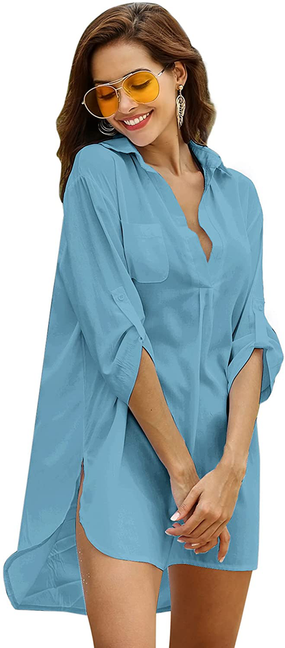 Ekouaer Women'S Swimsuit Beach Cover up Shirt Bikini Beachwear Bathing Suit Beach Dress Apparel & Accessories > Clothing > Swimwear Kylie Max   