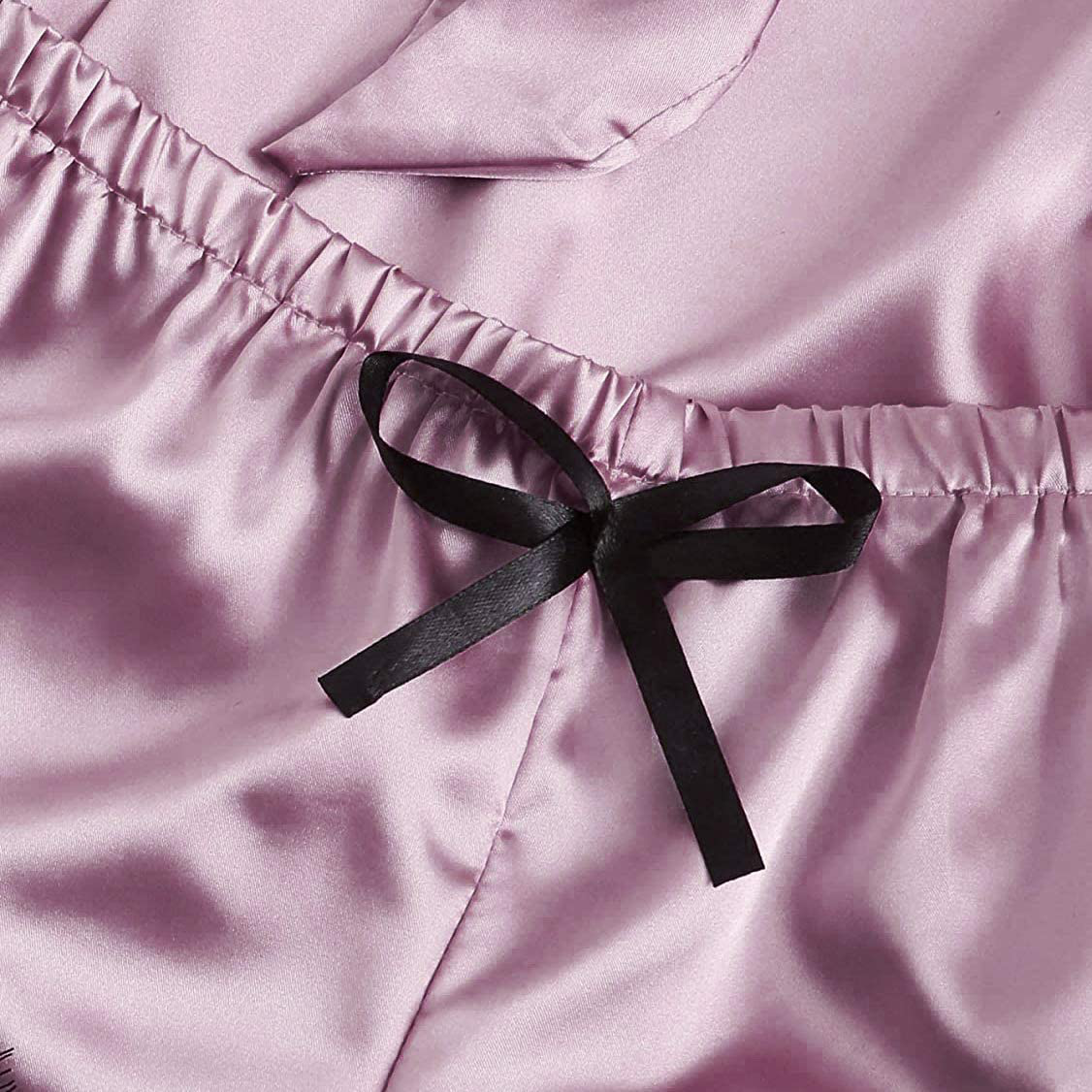 TAKOYI Women'S Sexy Lace 3 Piece Satin Robe and Pajama Set Cami Top Lingerie with Robe Camisole Shorts Apparel & Accessories > Clothing > Sleepwear & Loungewear Kylie Max   