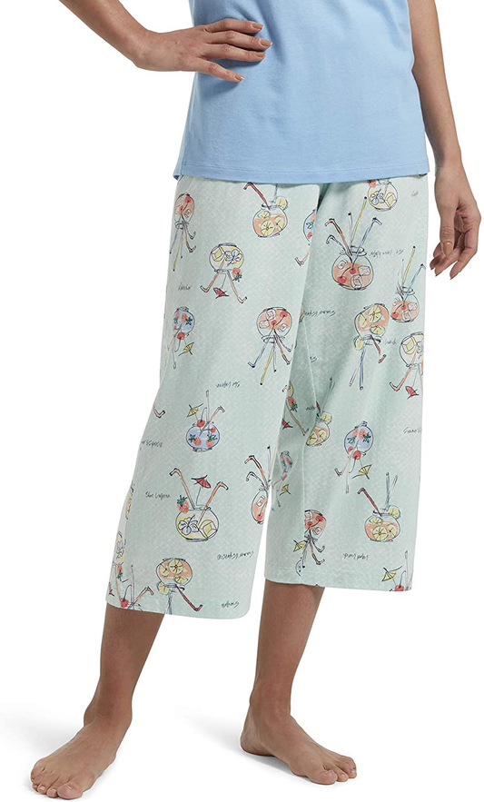 HUE Womens Printed Knit Capri Pajama Sleep Pant Apparel & Accessories > Clothing > Sleepwear & Loungewear > Pajamas Kylie Max   
