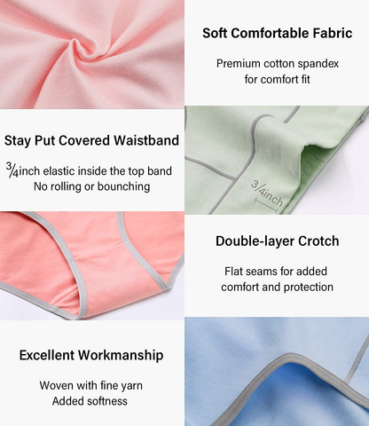 Wirarpa Women'S Cotton Stretch Underwear Comfy Mid Waisted Briefs Ladies Breathable Panties Multipack Apparel & Accessories > Clothing > Underwear & Socks > Underwear KYLIE MAX   
