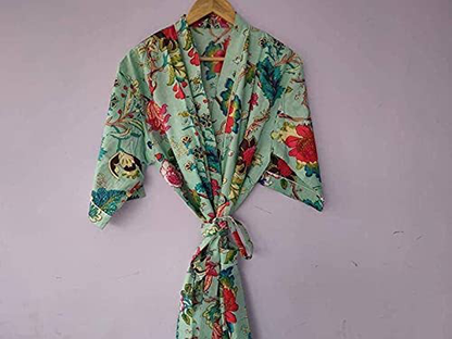 Indian Kimono Robes Japanese Kimono Bridesman Robes Kimono Cardigan Beach Wear Cotton Robe Floral Kimono Robe Night Gown Gifts for Christmas by RANJANACRAFT. (36 Inch US Women'S Letter) Apparel & Accessories > Clothing > Sleepwear & Loungewear > Robes Generic   