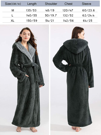 Robes for Women with Hood Long Soft Warm Full Length Sleepwear Luxurious Plush Fleece Winter Ladies Robes Apparel & Accessories > Clothing > Sleepwear & Loungewear > Robes Kylie Max   