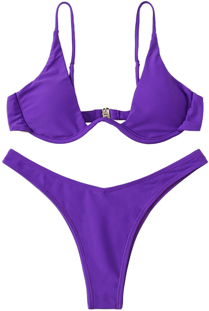 Verdusa Women'S Sexy Triangle Bathing Two Pieces Swimsuit Bikini Set Apparel & Accessories > Clothing > Underwear & Socks > Underwear Verdusa Purple Small 