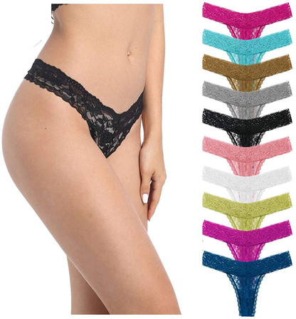 Women's Lace Thongs, T Back Low Waist See Through Panties Sexy Seamless V-Shape Design Lace Thongs for Women Apparel & Accessories > Clothing > Underwear & Socks > Underwear Delcroix T-back Multicolor Small 