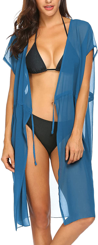 Ekouaer Women'S Summer Bikini Cover up Sexy Sheer Swimsuits Coverup Mesh Chiffon Beach Dress Swimwear Apparel & Accessories > Clothing > Swimwear Kylie Max   