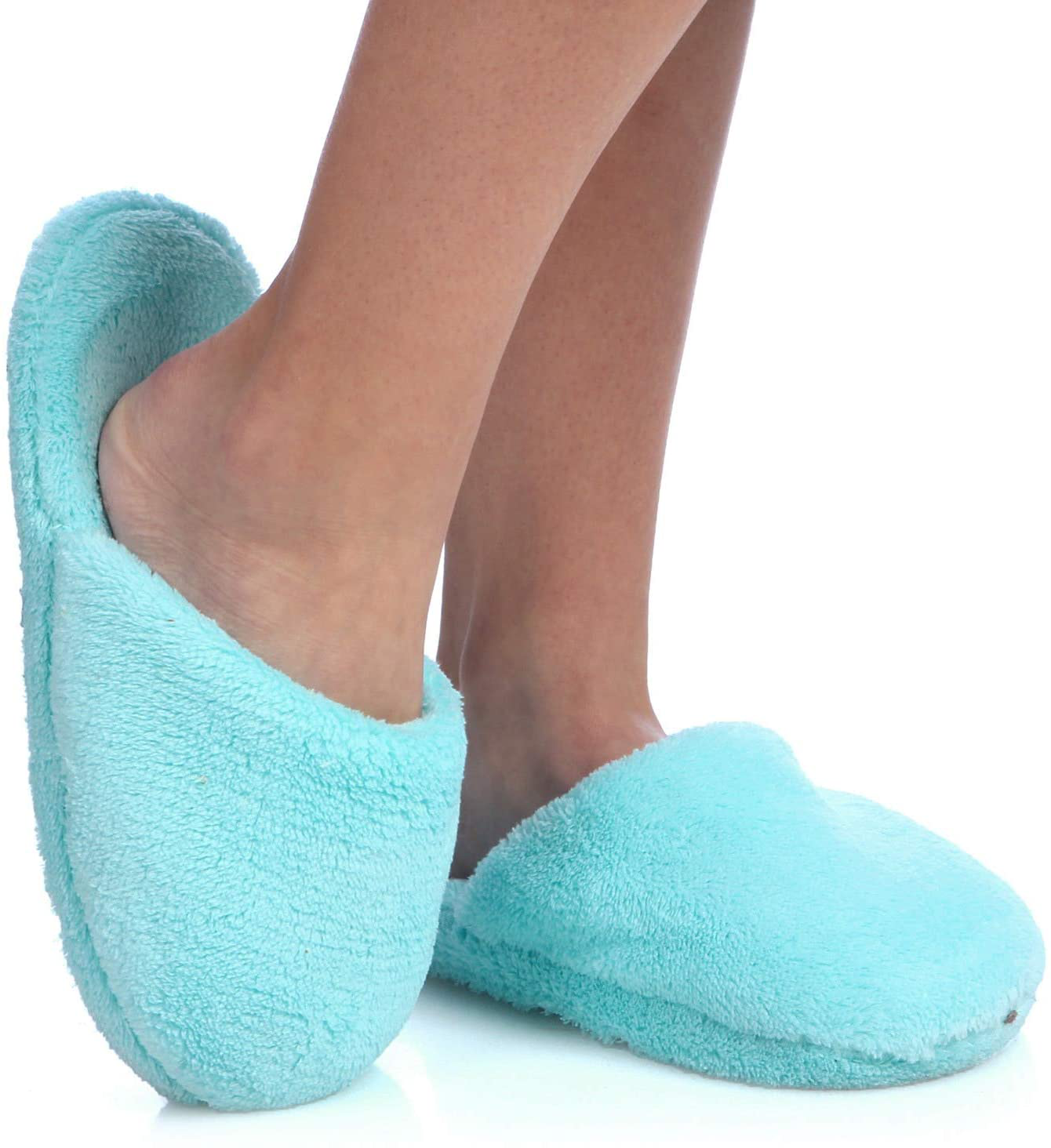Cozyhome Ultrasoft Plush Bathrobe and Slipper Set, Medium, Aqua Apparel & Accessories > Clothing > Sleepwear & Loungewear > Robes Kylie Max   