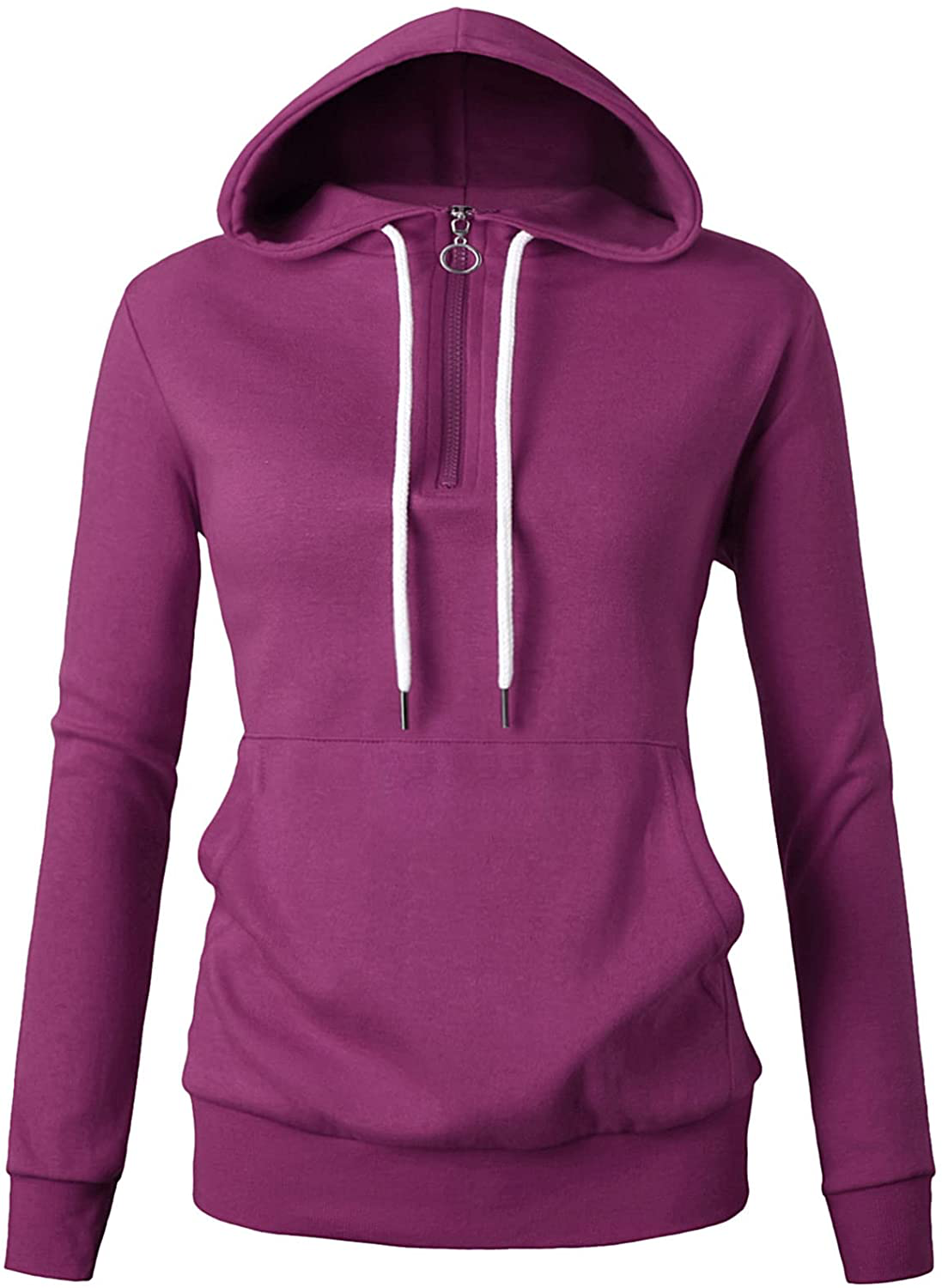GIVON Womens Comfortable Long Sleeve Lightweight Zip-Up Hoodie with Kanga Pocket(Xs~4Xl) Apparel & Accessories > Clothing > Activewear Kylie Max   