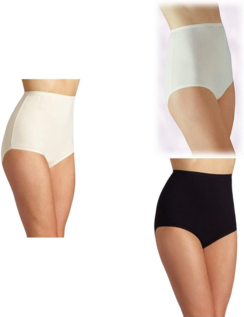 Vanity Fair Women'S Perfectly Yours Traditional Brief Panties Apparel & Accessories > Clothing > Underwear & Socks > Underwear Vanity Fair Cotton - 3 Pack - Fawn/White/Black Cotton 8