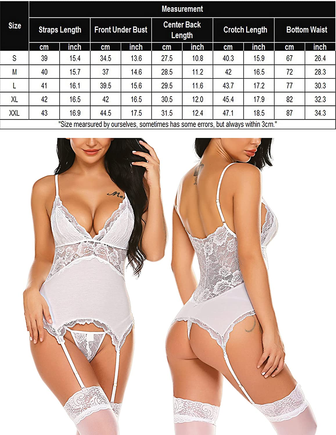 Avidlove Women Chemise Lingerie Set with Garter Belts Lace Babydoll Teddy Nightwear Outfit Apparel & Accessories > Clothing > Underwear & Socks > Lingerie Avidlove   