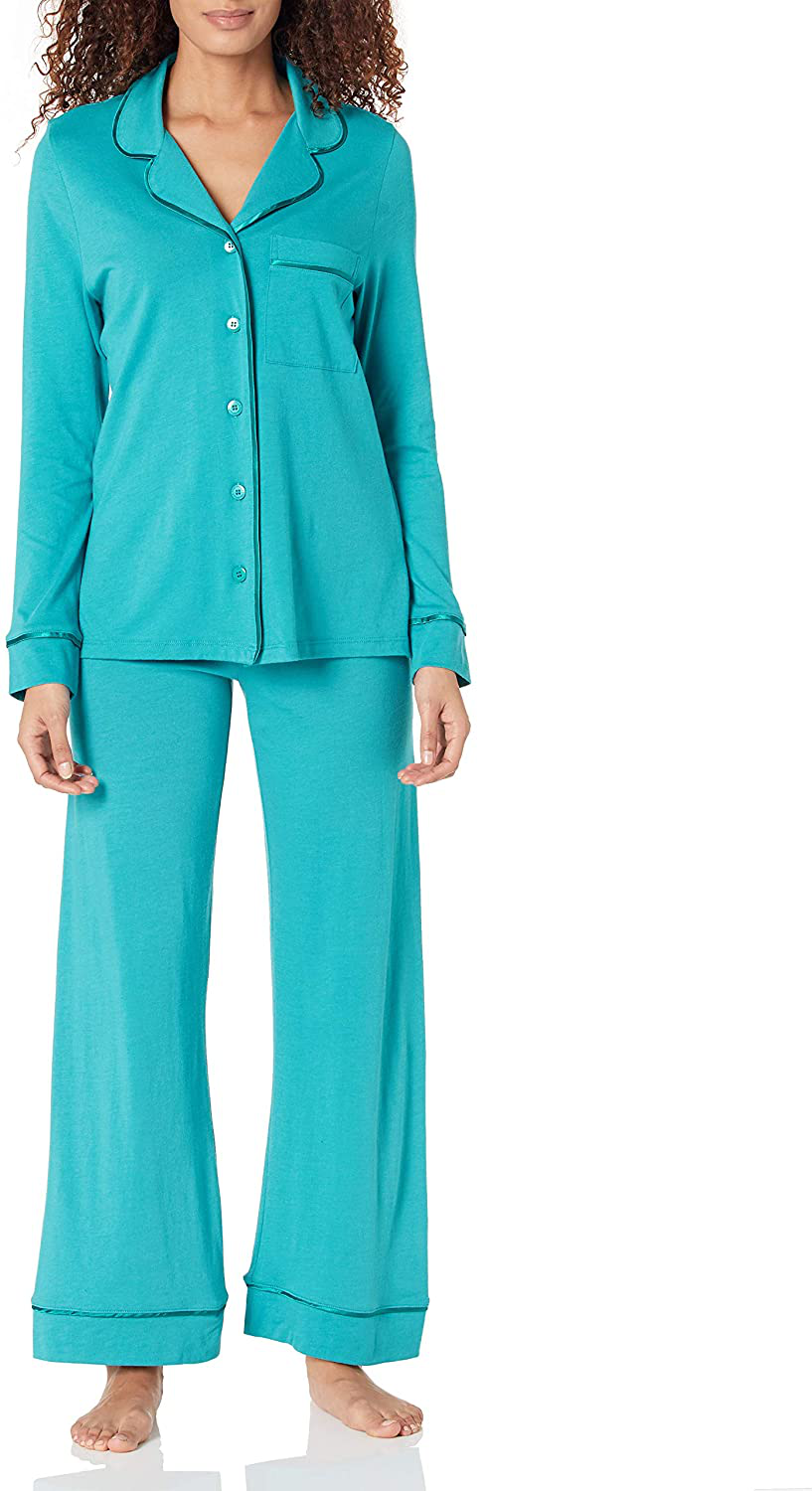 Cosabella Women's Bella Petite Long Sleeve Top & Pants Pajamas Set Apparel & Accessories > Clothing > Sleepwear & Loungewear > Pajamas Cosabella Light Jade/Light Jade Medium Petite 