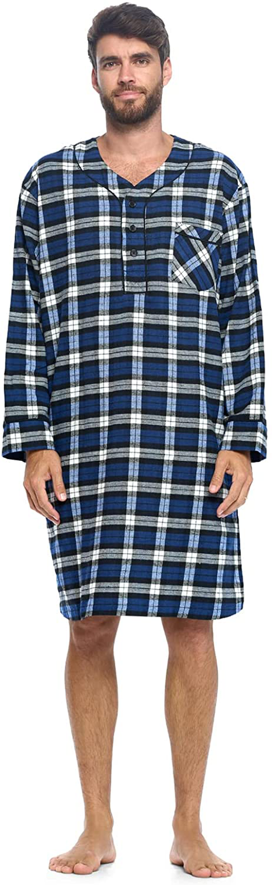 Ashford & Brooks Mens Flannel Plaid Long Sleep Shirt Henley Nightshirt Apparel & Accessories > Clothing > Sleepwear & Loungewear > Nightgowns Kylie Max   