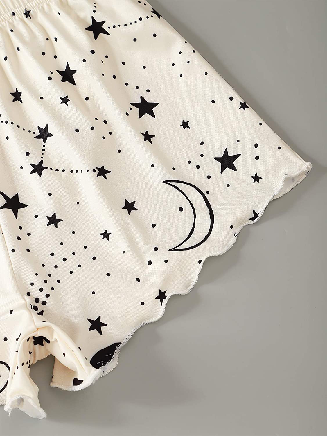 SOLY HUX Women'S Cartoon Print Lettuce Trim Cami Top and Shorts Cute Pajama Set Sleepwear Apparel & Accessories > Clothing > Sleepwear & Loungewear Kylie Max   