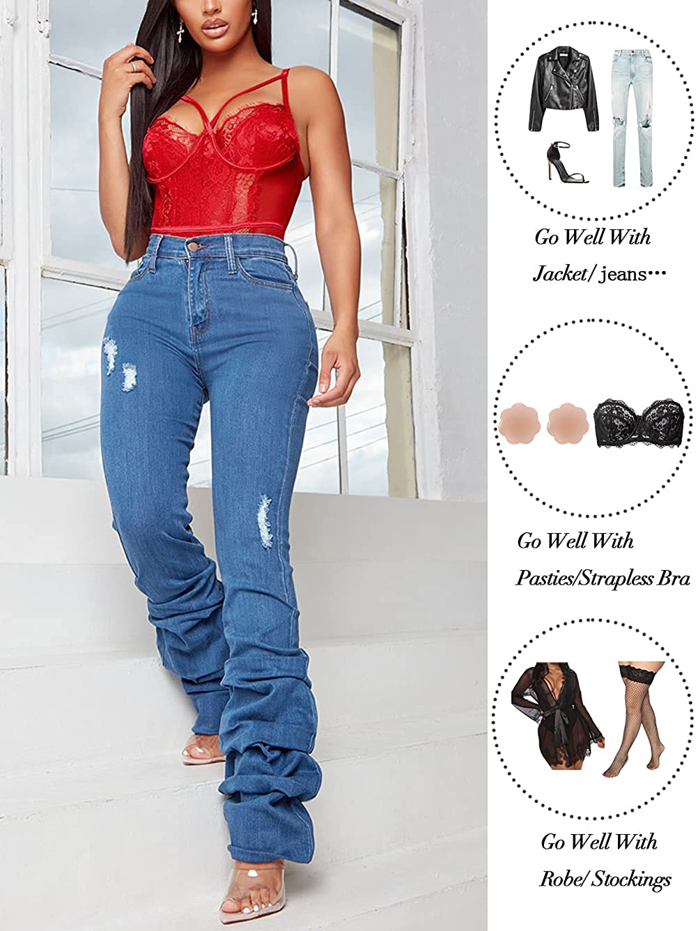 See through Lingerie,V-Neck Lace Babydoll,Sexy Lingerie Women,One Piece Bodysuit Apparel & Accessories > Clothing > Underwear & Socks > Lingerie Kylie Max   
