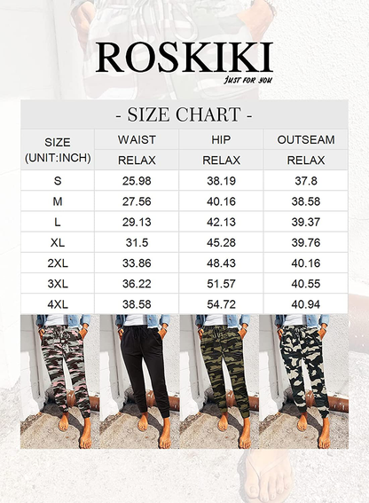 ROSKIKI Womens Leopard Drawstring Elastic Waist Sports Lounge Pants with Pockets Apparel & Accessories > Clothing > Activewear Kylie Max   