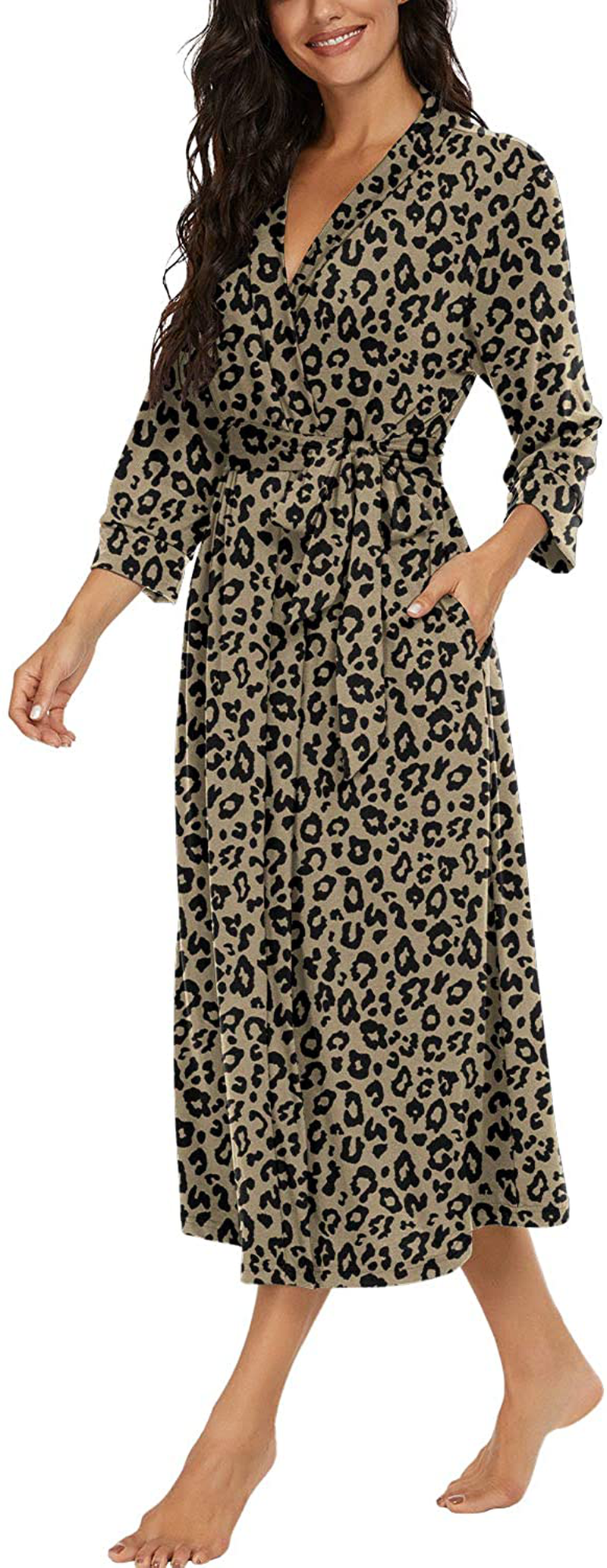 VINTATRE Women Kimono Robes Long Knit Bathrobe Lightweight Soft Knit Sleepwear V-Neck Casual Ladies Loungewear Apparel & Accessories > Clothing > Sleepwear & Loungewear > Robes Kylie Max   