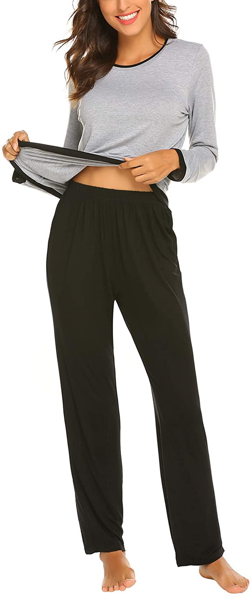 Ekouaer Pajama Set Womens Pjs Two Piece Long Sleeve Pullover Sleepwear Soft Lounge Sets Loose Nightwear Pants S-XXL Apparel & Accessories > Clothing > Sleepwear & Loungewear > Pajamas Kylie Max   