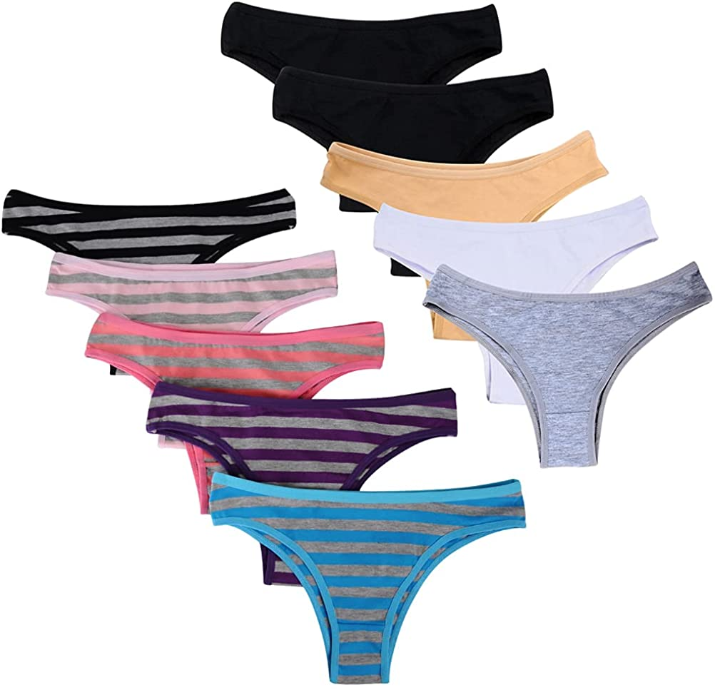 Nightaste Women'S 10-Pack Cotton Tanga Panties Half Back Coverage Bikini Briefs Underwear Apparel & Accessories > Clothing > Underwear & Socks > Underwear Nightaste Style2 Large 