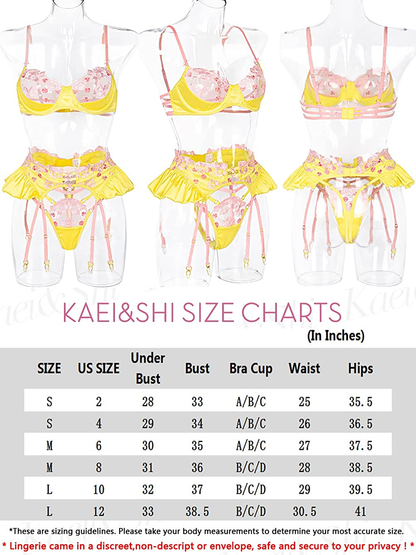 Kaei&Shi Floral Embroidered,Satin Patchwork,Underwire,Thong,Garter Belt Lingerie Apparel & Accessories > Clothing > Underwear & Socks > Lingerie Kaei&Shi   