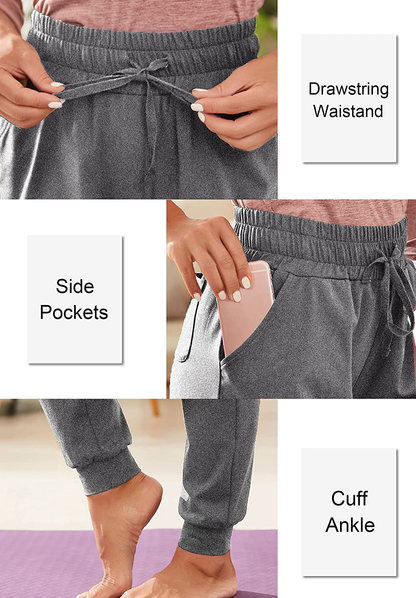 BATHRINS Women Tapered Joggers with Pockets – Casual Yoga High Waist Sweatpants Apparel & Accessories > Clothing > Activewear Kylie Max   