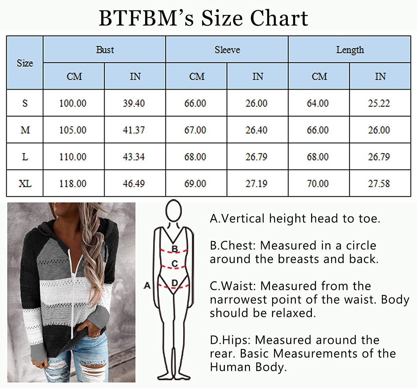 BTFBM Women Zip up Striped Hoodies Jackets Color Block Print Long Sleeve Drawstring Stretchy Casual Pullover Sweatshirts Apparel & Accessories > Clothing > Activewear Kylie Max   