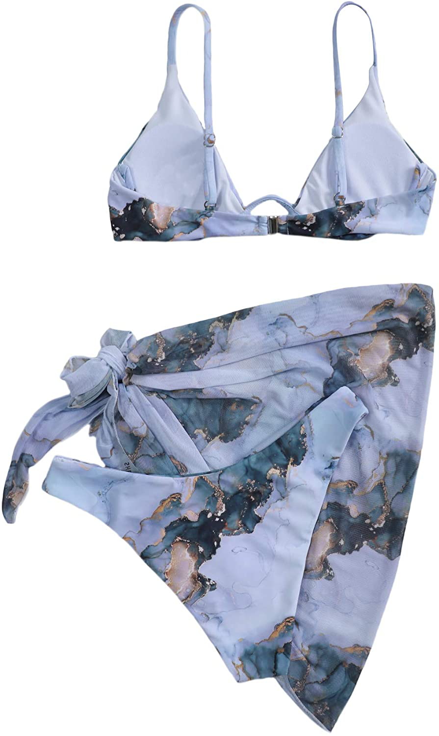 SOLY HUX Women'S 3 Piece Tie Dye Bikini Set Swimsuit with Sarongs Cover Ups Beach Skirt Bathing Suit Apparel & Accessories > Clothing > Swimwear Kylie Max   