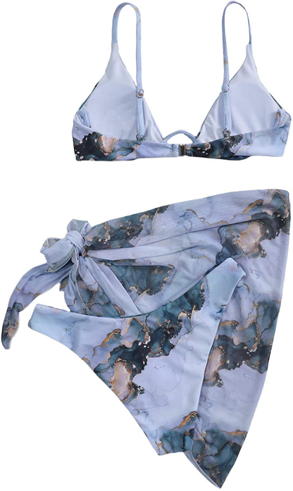 SOLY HUX Women'S 3 Piece Tie Dye Bikini Set Swimsuit with Sarongs Cover Ups Beach Skirt Bathing Suit Apparel & Accessories > Clothing > Swimwear Kylie Max   