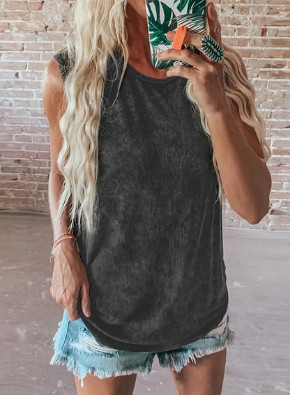 Dokotoo Womens Crew Neck Tank Tops Summer Leopard Detail Print Top Casual Cami Shirts Blouses S-XXL Apparel & Accessories > Clothing > Activewear Kylie Max   