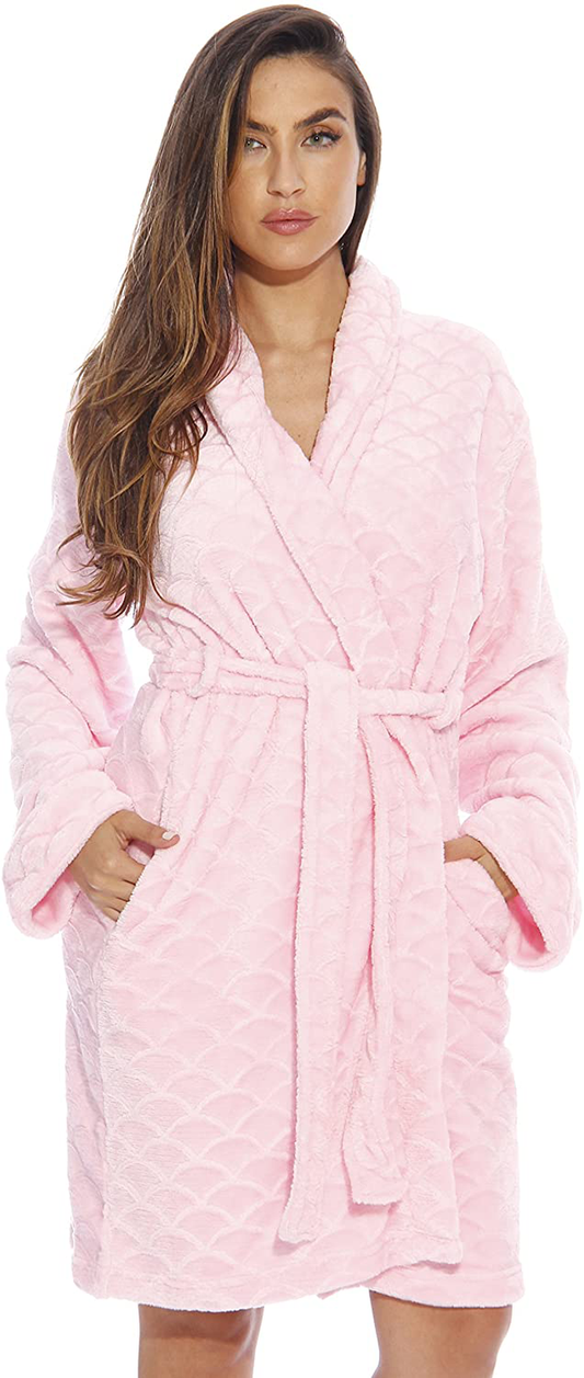 Just Love Kimono Robe Velour Scalloped Texture Bath Robes for Women Apparel & Accessories > Clothing > Sleepwear & Loungewear > Robes Kylie Max   
