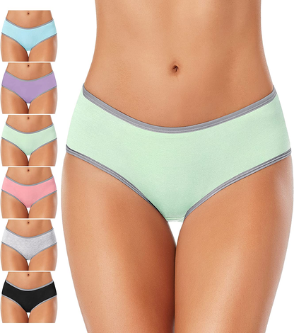 Cotton Full Coverage Underwear Womens Panties No Ride up Hipster Soft Breathable Stretch Bikini Ladies Briefs 6 Pack Apparel & Accessories > Clothing > Underwear & Socks > Underwear DUKAWA 6 Pack Multicolored-c XX-Large 