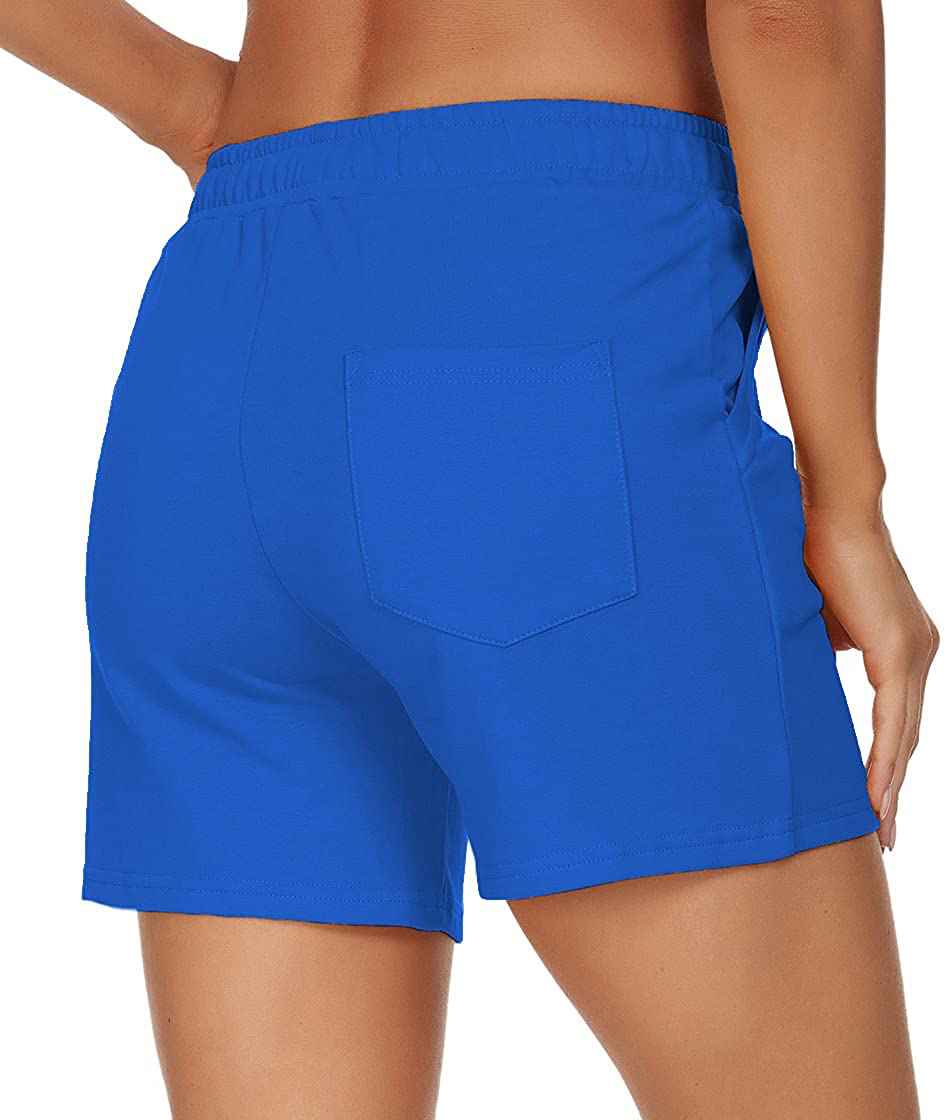 Tandisk Women'S 5" Casual Jersey Cotton Shorts Lounge Yoga Pajama Walking Shorts with Pockets Activewear Apparel & Accessories > Clothing > Shorts Kylie Max   