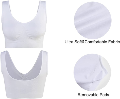 Lemef 3-Pack Seamless Sports Bra Wirefree Yoga Bra with Removable Pads for Women Apparel & Accessories > Clothing > Underwear & Socks > Bras Kylie Max   