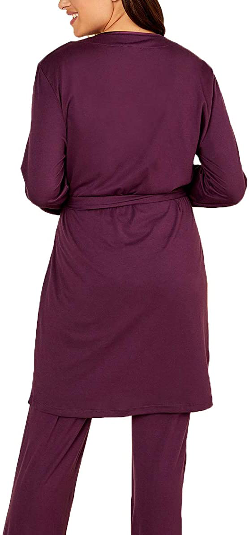 Cosabella Women'S Bella Curvy Racerback Cami Robe & Pant Pajama Set, Deep Ruby/Deep Ruby, Petite Apparel & Accessories > Clothing > Sleepwear & Loungewear Kylie Max   