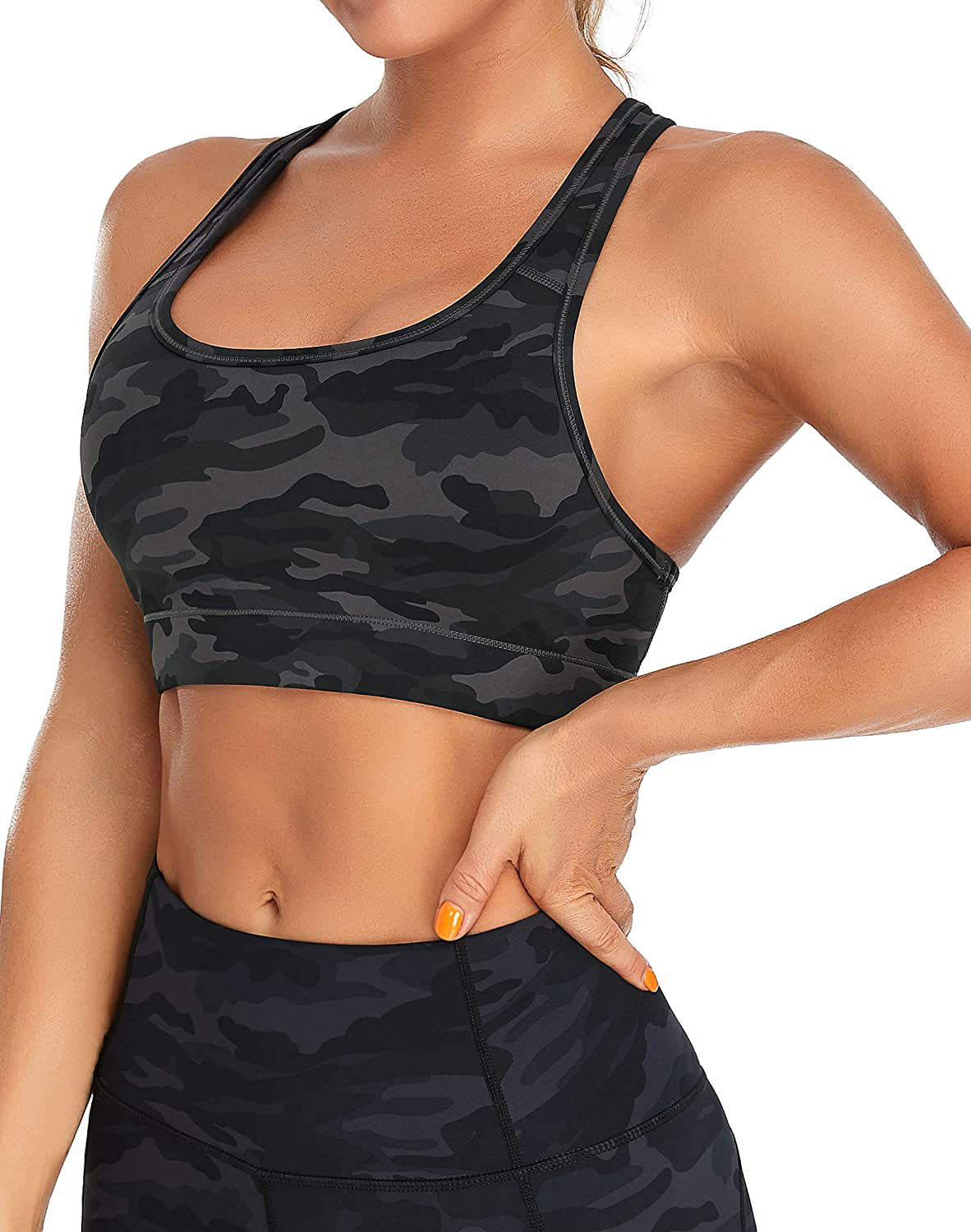 Oalka Women'S Racerback Sports Fitness Support Workout Running Bras Apparel & Accessories > Clothing > Underwear & Socks > Bras Kylie Max   